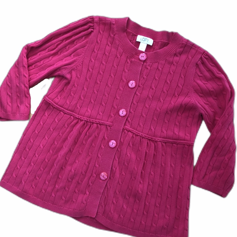 LOFT Cable Knit Sweater with buttons 3/4 length